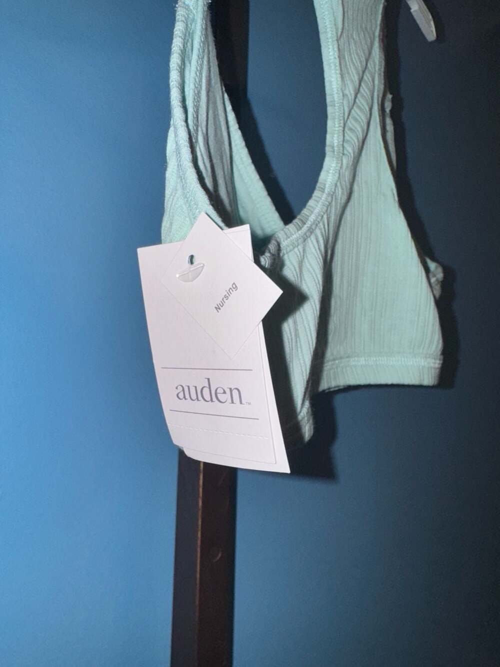 Auden Women's Unlined Ribbed Racerback Nursing Bralette - Mint Green - Picture 3 of 4